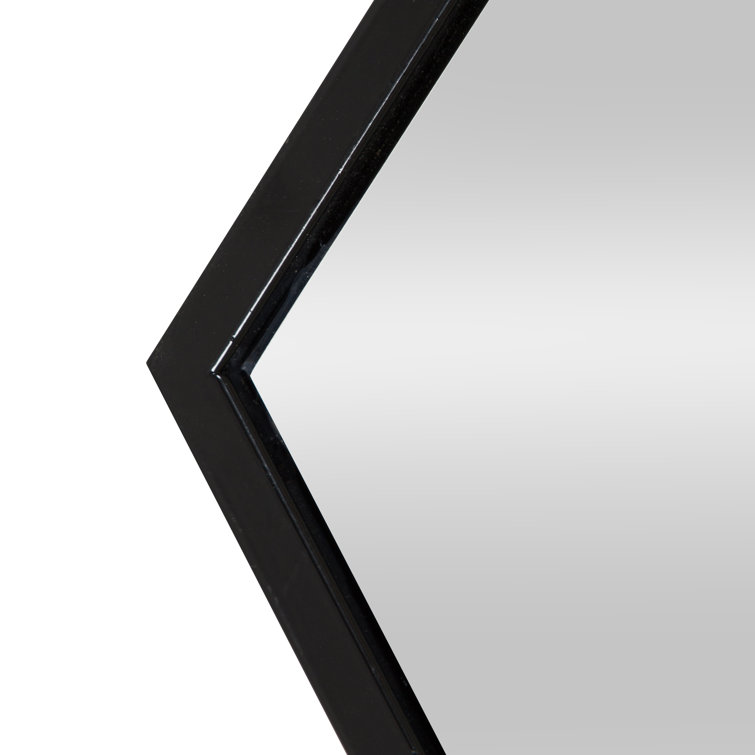 Elegant Hexagon Black Iron Wall Mirror, 31x22 Inch