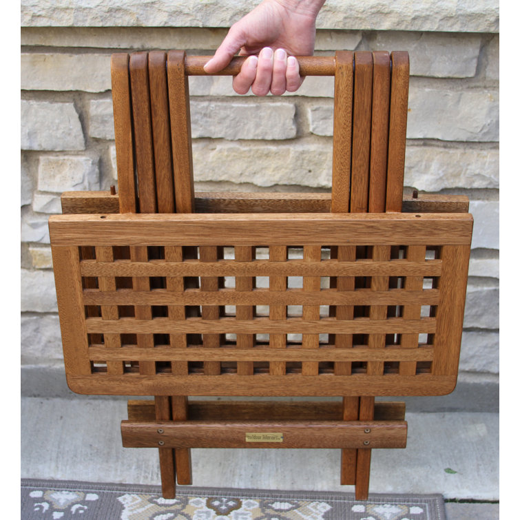 Classic Square Eucalyptus Folding End Table in Matte Brown