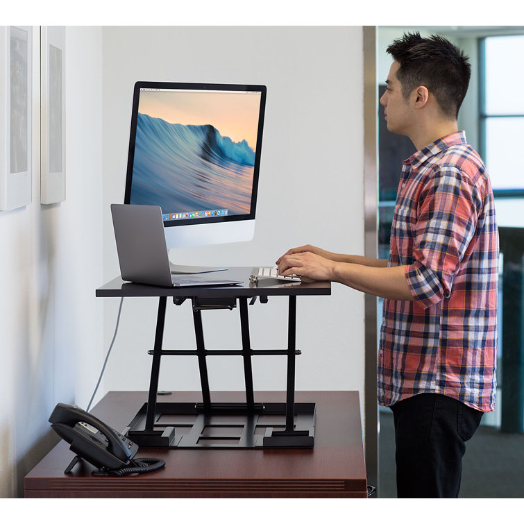 ErgoFlex Ultra Slim 35'' Black Metal Standing Desk Converter