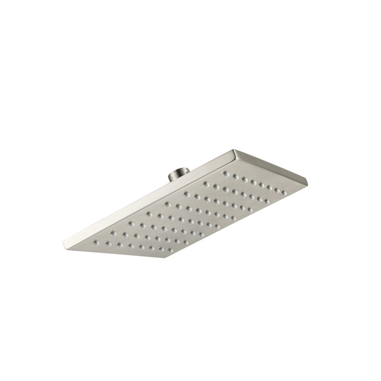 Brushed Nickel Square Rain Shower Head with Easy-Clean Nozzles