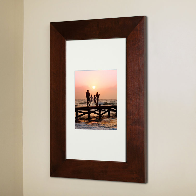 Espresso Solid Wood Recessed Picture Frame Medicine Cabinet