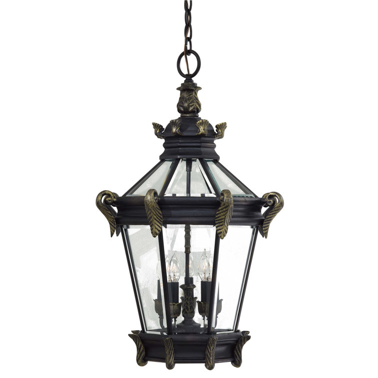 Heritage Gold 5-Light Outdoor Hanging Lantern with Clear Glass