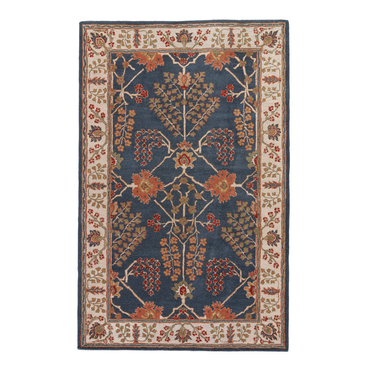 Hand-Tufted Indigo Wool Rectangular Area Rug 3'6" x 5'6"