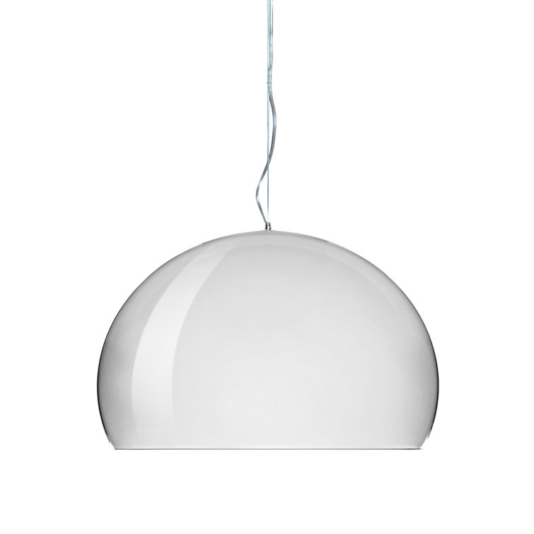 Matte White LED Sphere Pendant Light with Transparent Finish