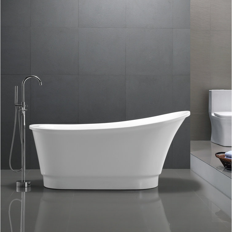 Prima 67'' Glossy White Acrylic Freestanding Soaking Bathtub