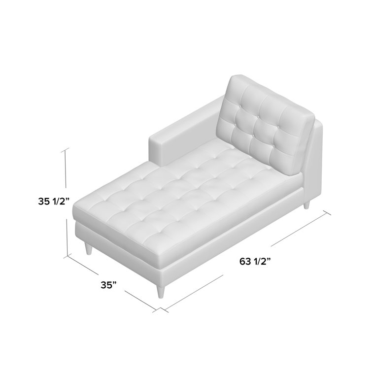 Beige Polyester Blend Left-Arm Upholstered Chaise with Wood Legs