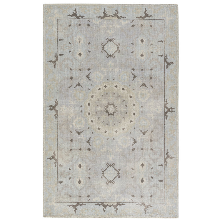 Hand-Knotted Medallion Wool Rug in Sophisticated Gray - 2'x3'