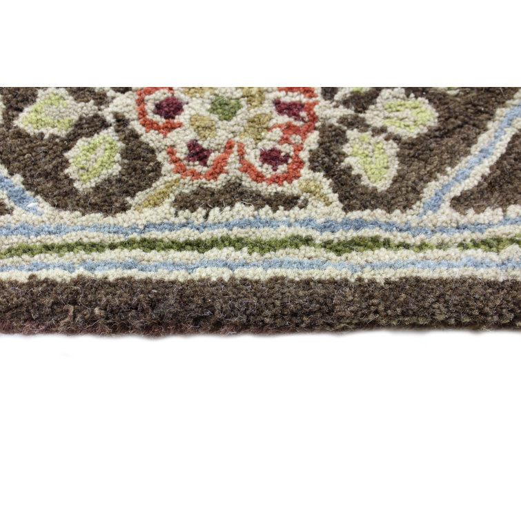 Hand Tufted Red Floral Wool Runner Rug