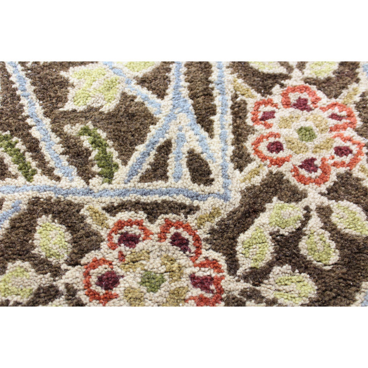 Hand Tufted Red Floral Wool Runner Rug