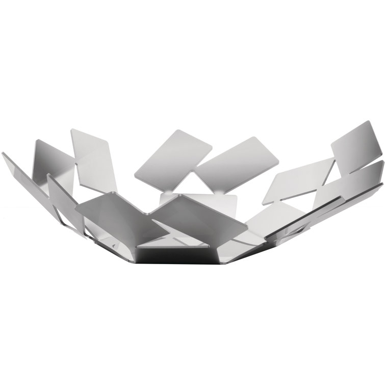 Silver Geometric Rectangular Plastic Basket
