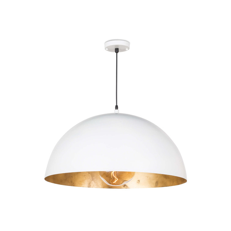 Large White and Gold Bowl Pendant Light