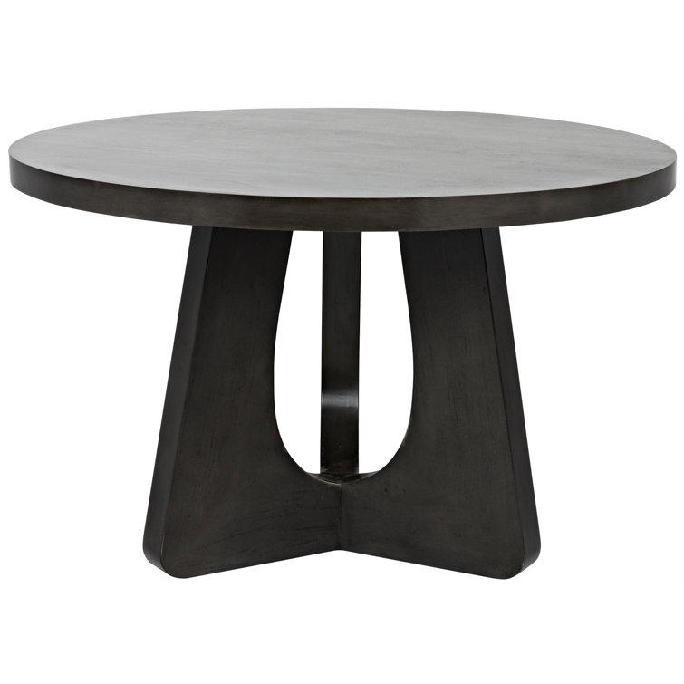 Kumeo 48" Round Light Gray-Dark Brown Mid-Century Modern Dining Table