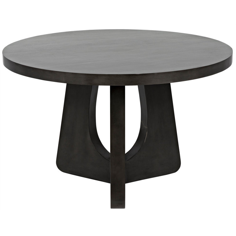 Kumeo 48" Round Light Gray-Dark Brown Mid-Century Modern Dining Table