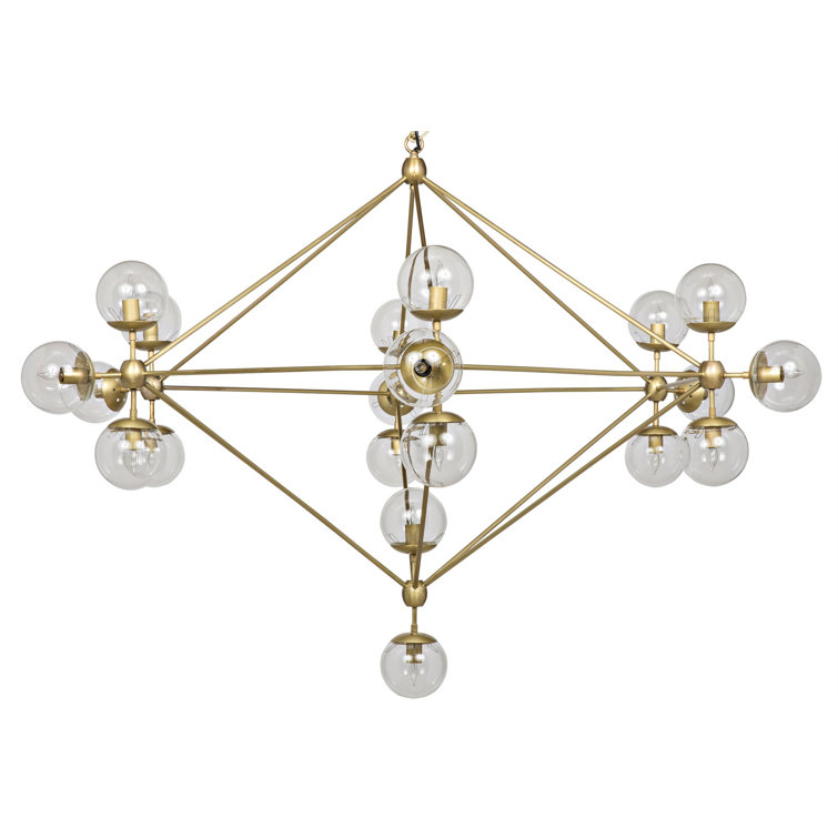 Antique Brass 20-Light Geometric Chandelier