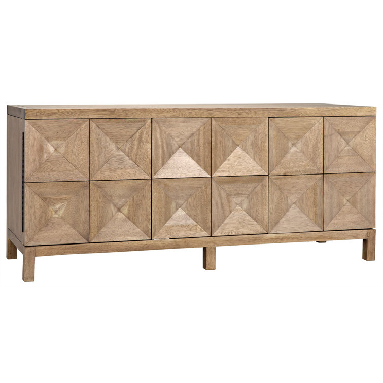Quadrant Concave Diamond 76'' Washed Walnut Sideboard