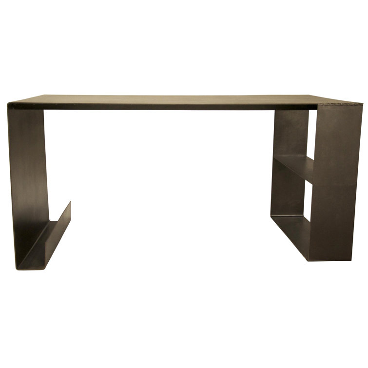 Noir Rustic Charm 60" Black Wood & Metal Writing Desk