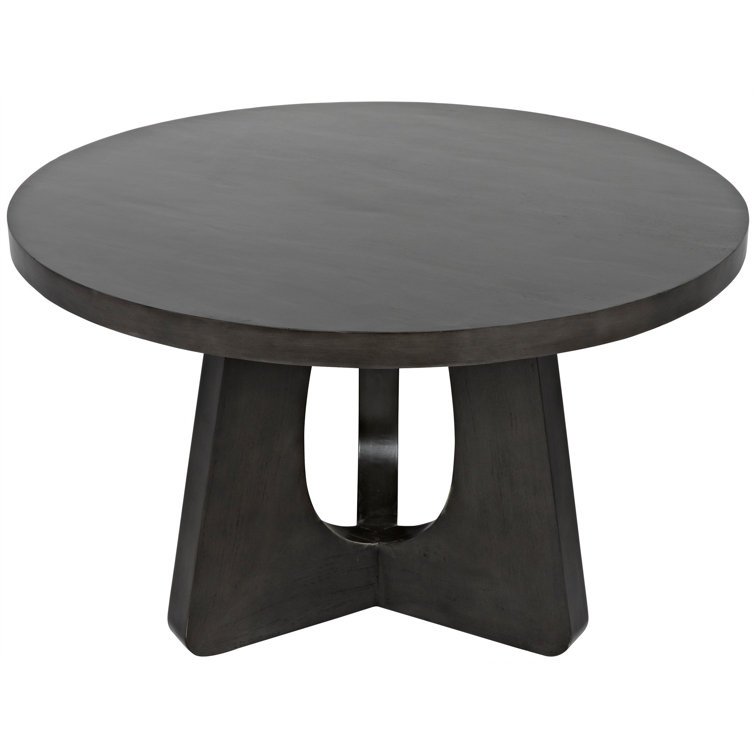 Kumeo 48" Round Light Gray-Dark Brown Mid-Century Modern Dining Table