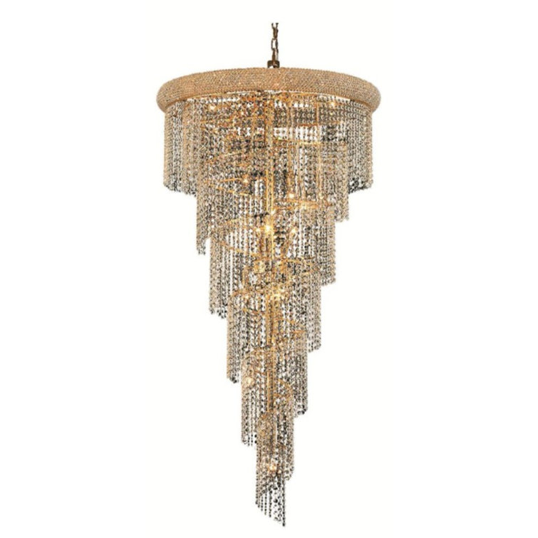 Austrian Spiral Elegance 22-Light Gold Crystal Chandelier
