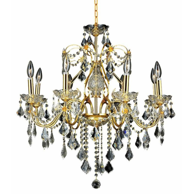 Gold and Clear Crystal 8-Light Chandelier with Royal Cut Trim