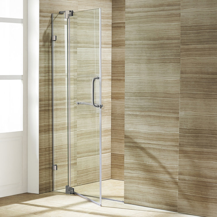 Pirouette 48" Frameless Clear Glass Pivot Shower Door Kit