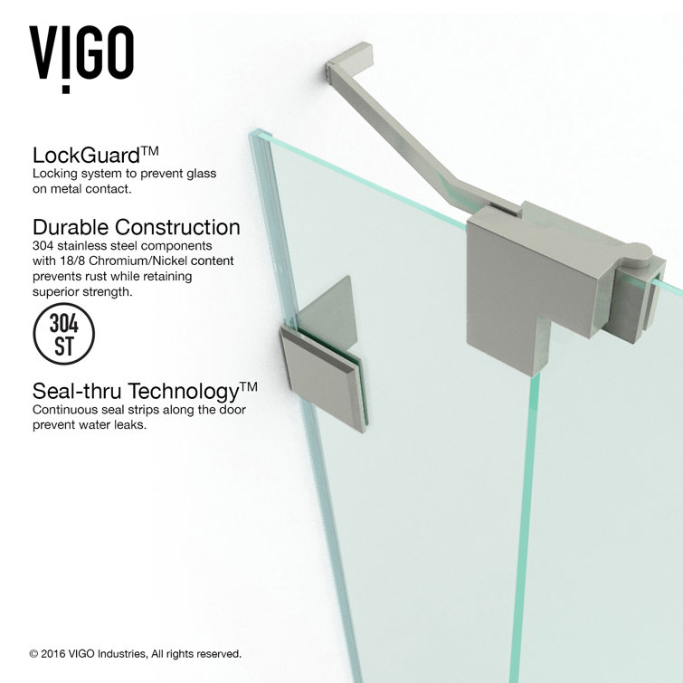 Pirouette 48" Frameless Clear Glass Pivot Shower Door with Black Hardware
