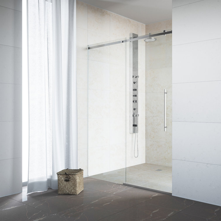 Luca 60" Frameless Sliding Shower Door with Clear Tempered Glass