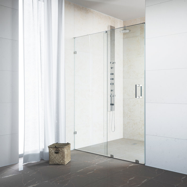 Ryland 60" Frameless Chrome Sliding Shower Door with Clear Glass