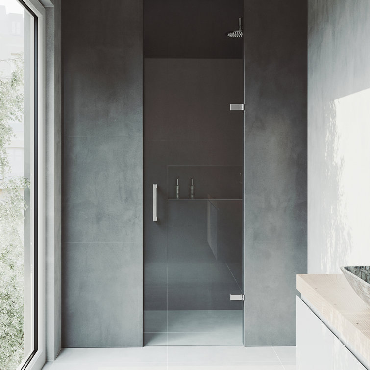 Soho 24-25" Chrome Frameless Hinged Shower Door with Clear Glass
