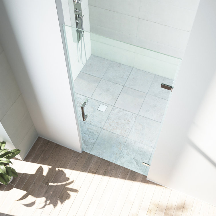 Soho 24-25" Chrome Frameless Hinged Shower Door with Clear Glass