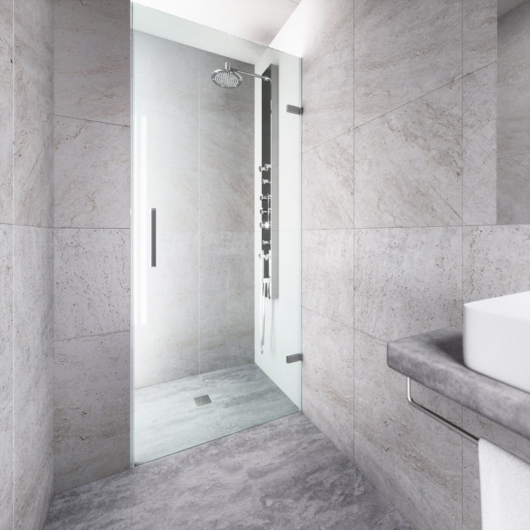 Soho 24-25" Chrome Frameless Hinged Shower Door with Clear Glass