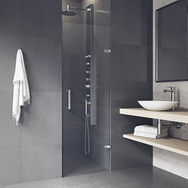 Soho 24-25" Chrome Frameless Hinged Shower Door with Clear Glass