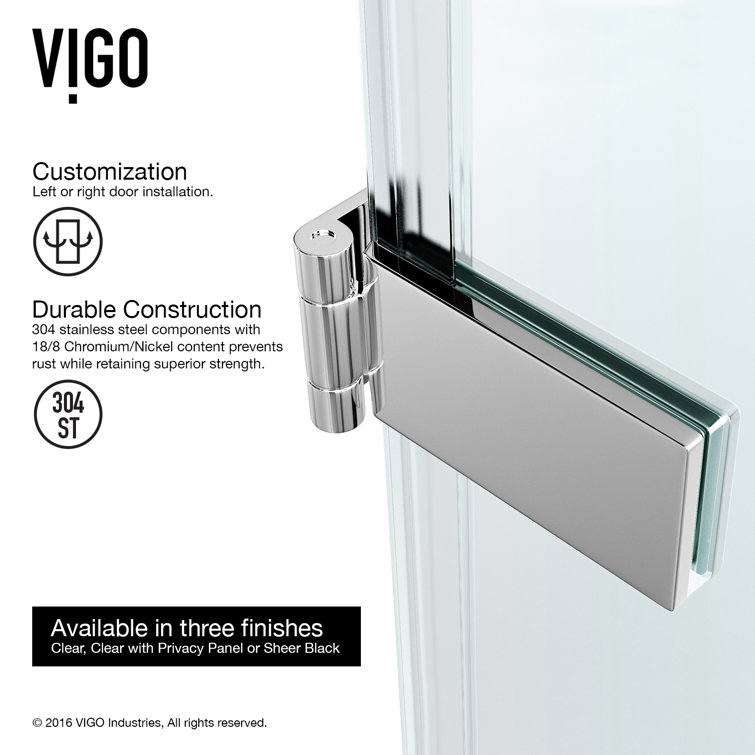 Soho 24-25" Chrome Frameless Hinged Shower Door with Clear Glass