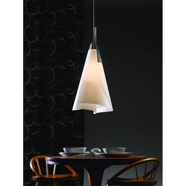 Black and Spun Frost Fabric Single Cone Pendant