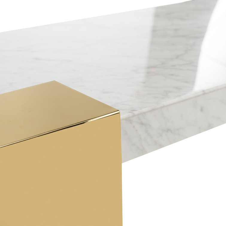 Mycha Bold Brass Foundation White Marble Console Table