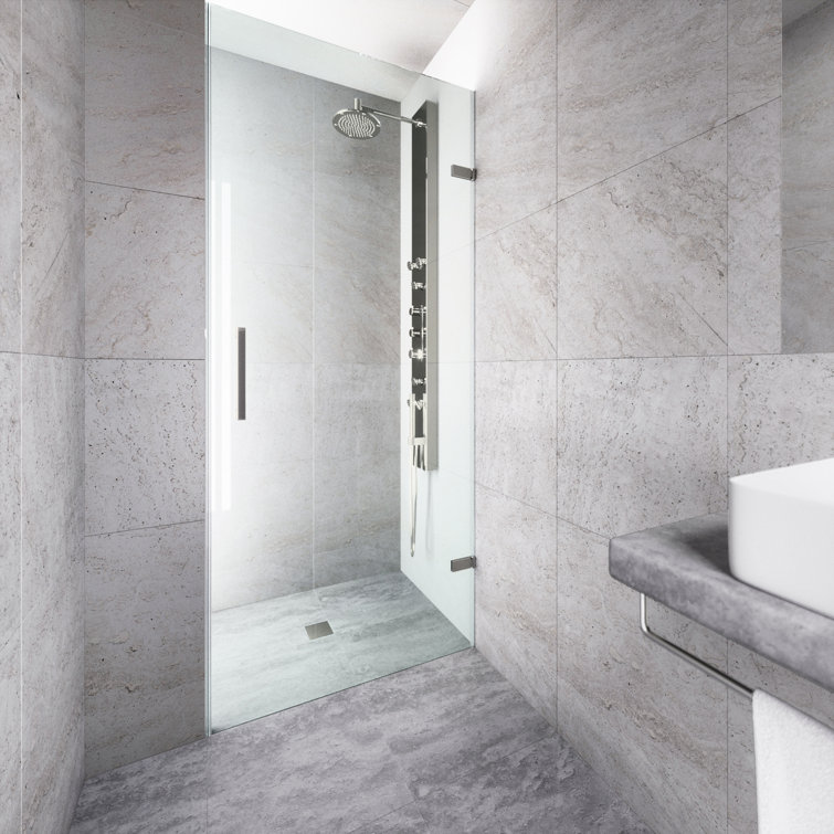 Soho 25" x 71" Frameless Clear Glass Shower Door with Stainless Steel Hardware