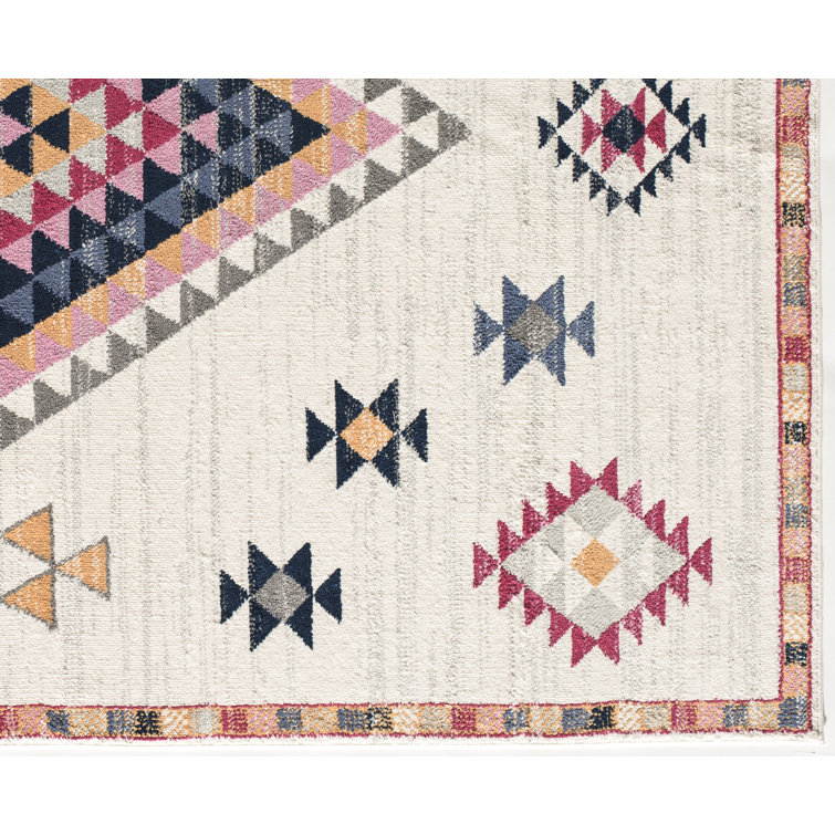 Sahara Ivory and Multicolor Tribal Runner Rug