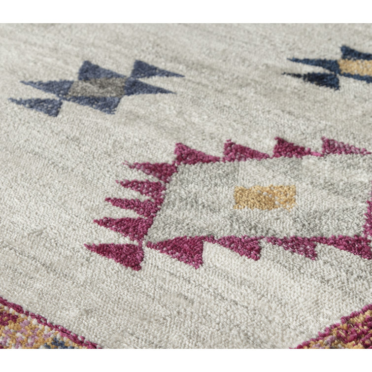 Sahara Ivory and Multicolor Tribal Runner Rug