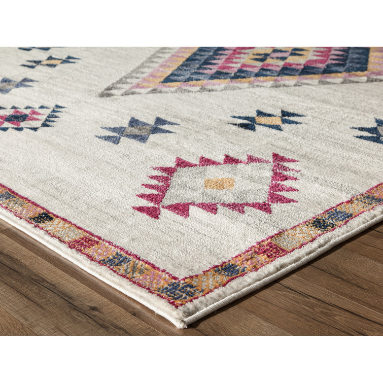 Sahara Ivory and Multicolor Tribal Runner Rug