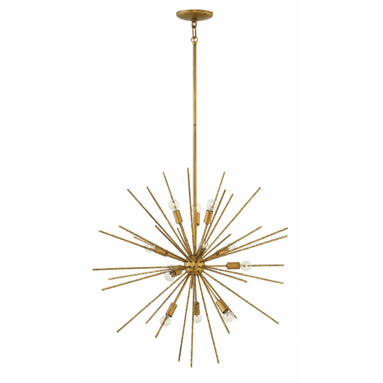 Elysian 12-Light Burnished Gold Globe Chandelier with Glass Accents