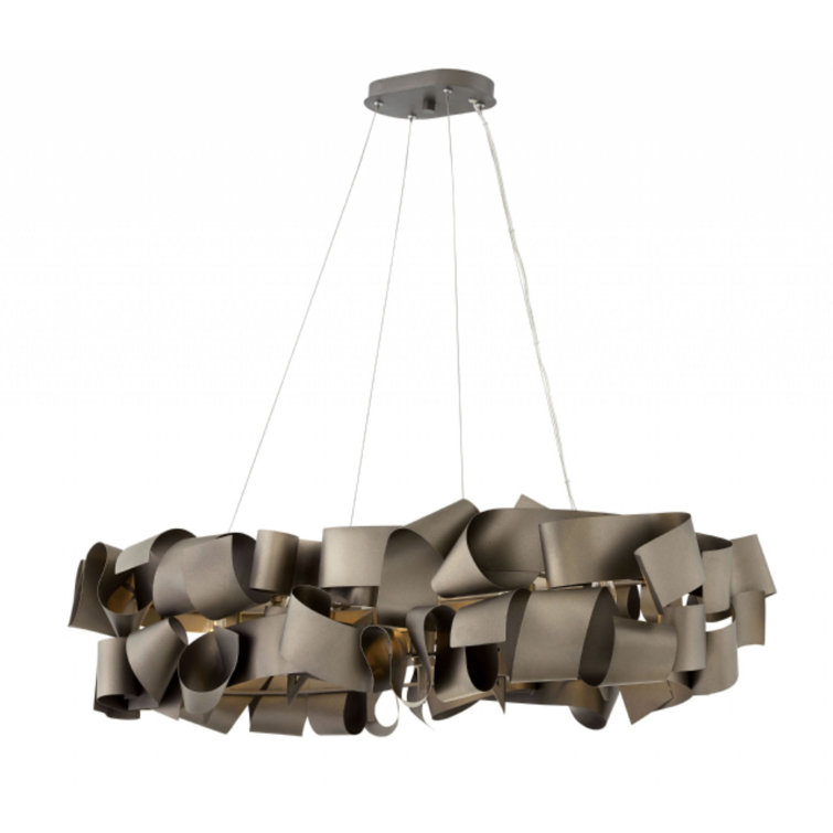 Matte Bronze Ribbon Effect 6-Light Chandelier