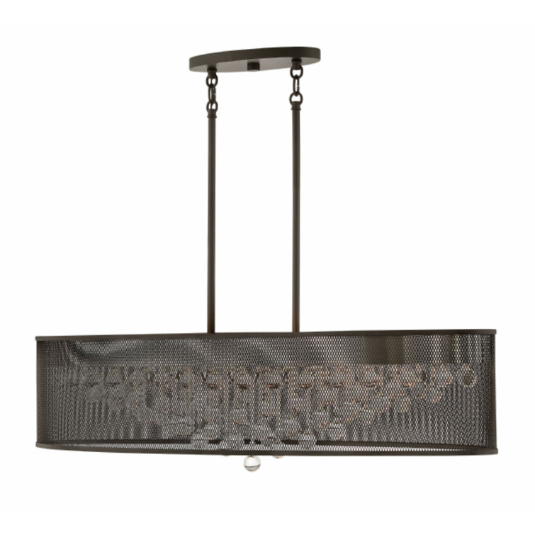 Black Mesh 8-Light Industrial Drum Chandelier