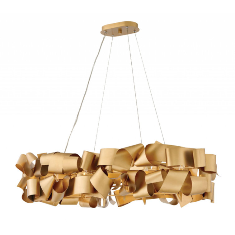 Delfina Deluxe Gold Steel Ribbon 6-Light Geometric Chandelier