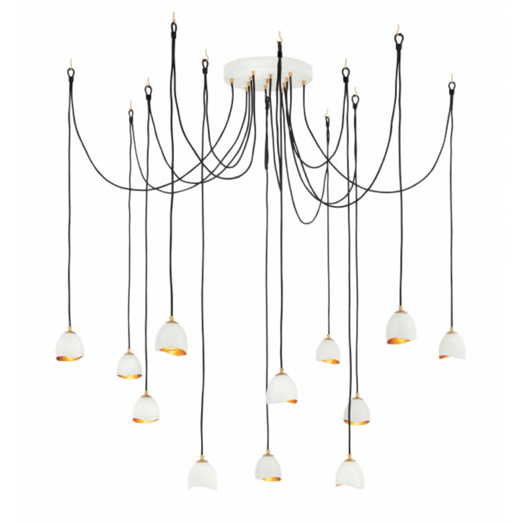 Nula 12-Light Shell White Steel Multi-Tier Chandelier