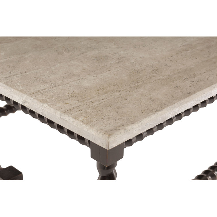 Cordova Rectangular Wood Coffee Table with Stone Top and Storage