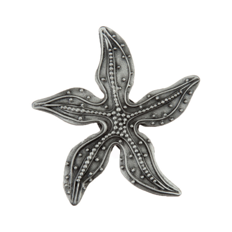 Antique Pewter Beaded Starfish Cabinet Knob with Mounting Hardware