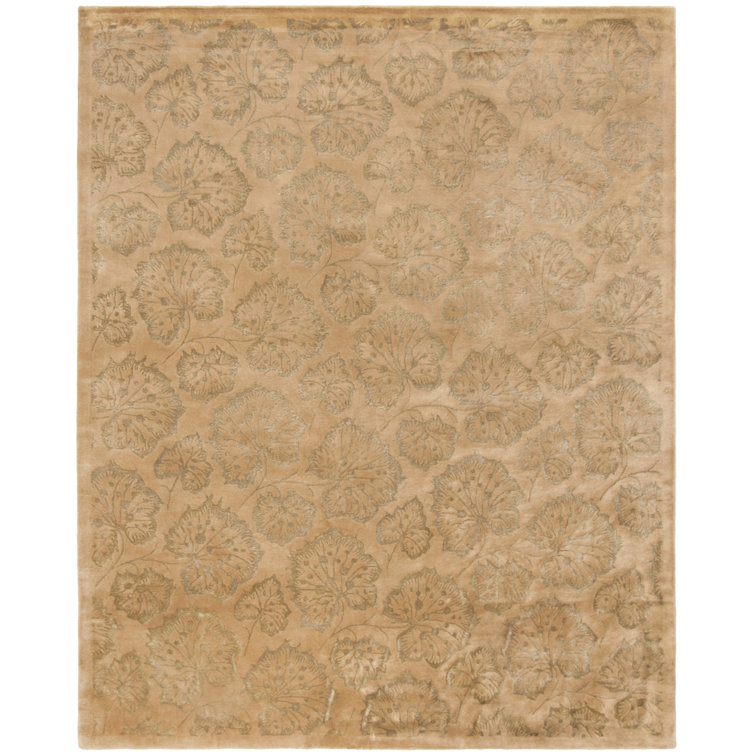 Handmade Geranium Leaf Toffee Wool-Blend 5'6" x 8'6" Area Rug