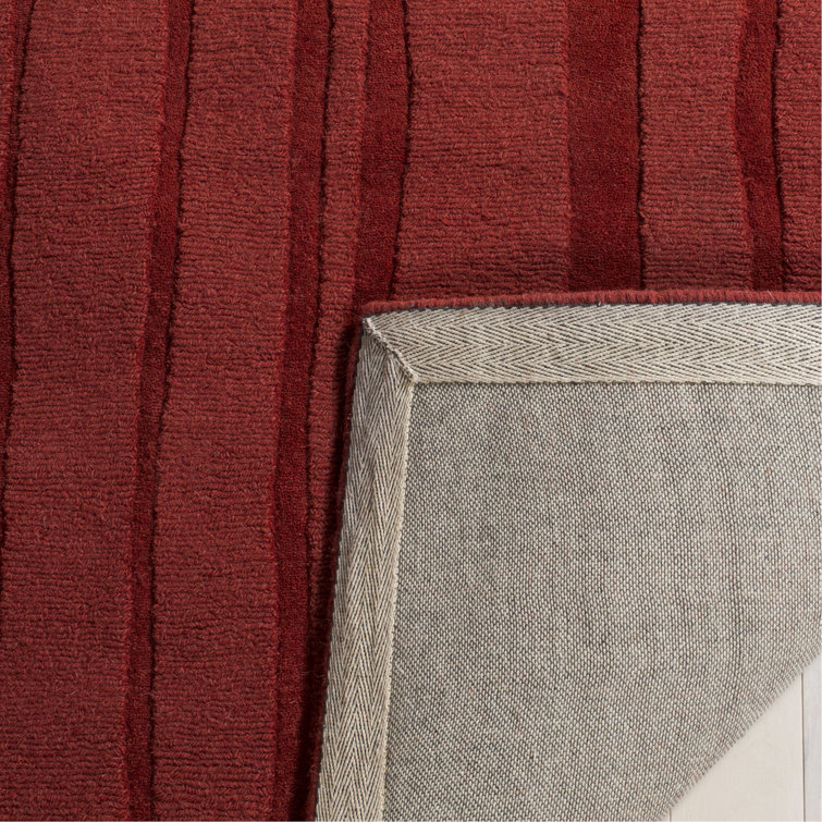 Handmade Vermillion Stripe Tufted Wool Rectangular Rug 8' x 10'