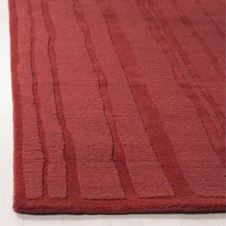 Handmade Vermillion Stripe Tufted Wool Rectangular Rug 8' x 10'