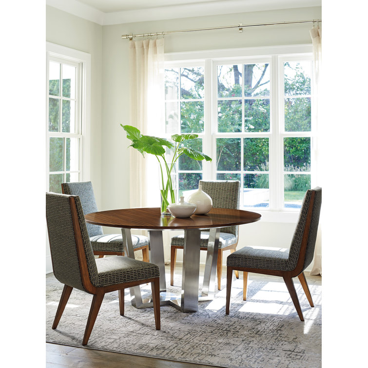 60" Brown Wood Transitional Round Dining Table