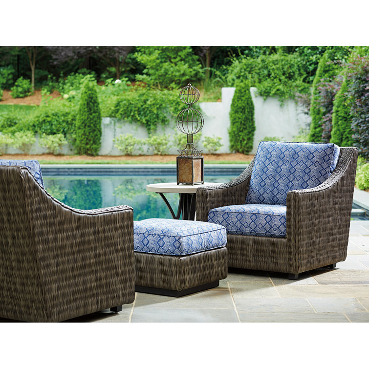 Cypress Point Driftwood Gray Woven Wicker Arm Chair with Cushions